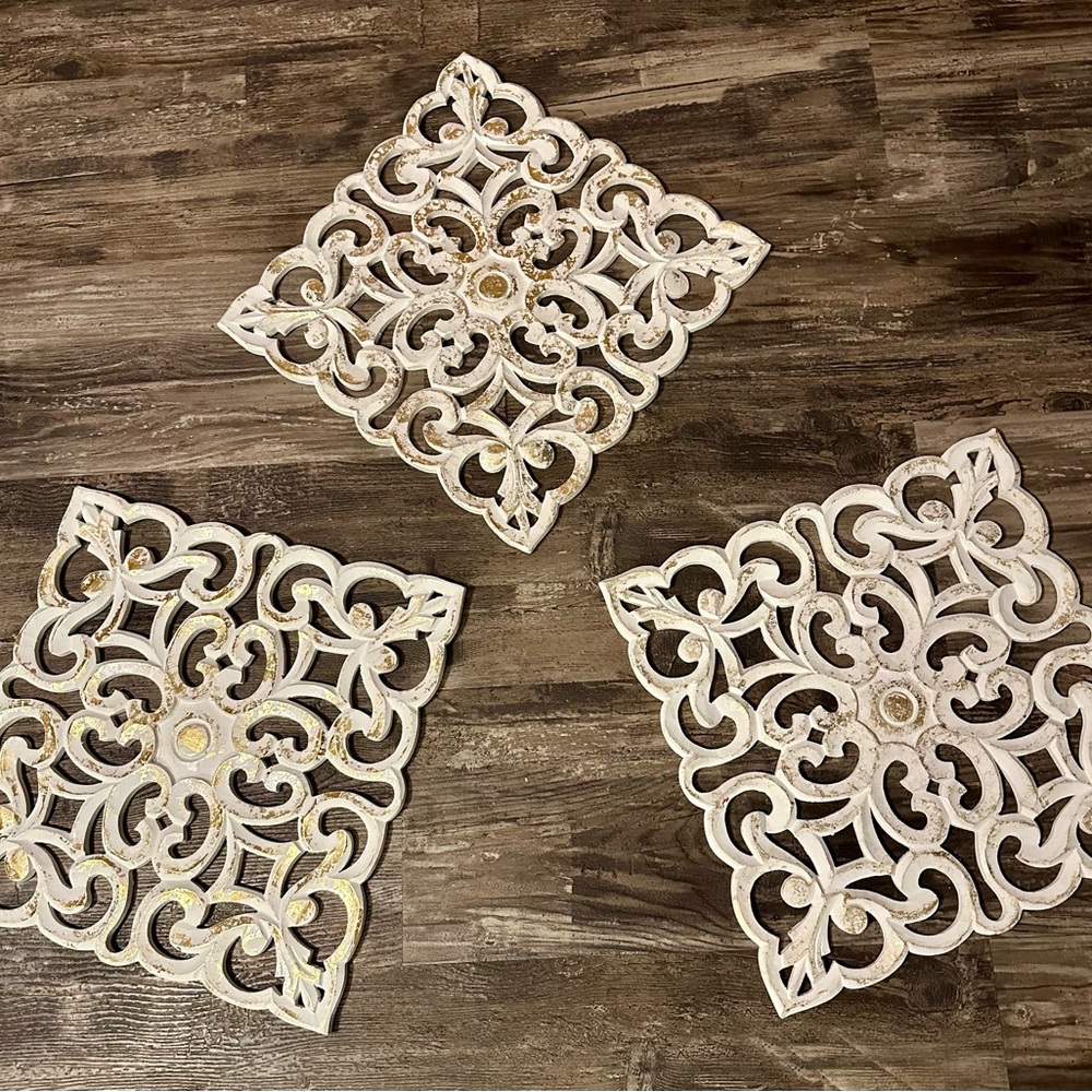 White and Gold Wooden Wall Decor
